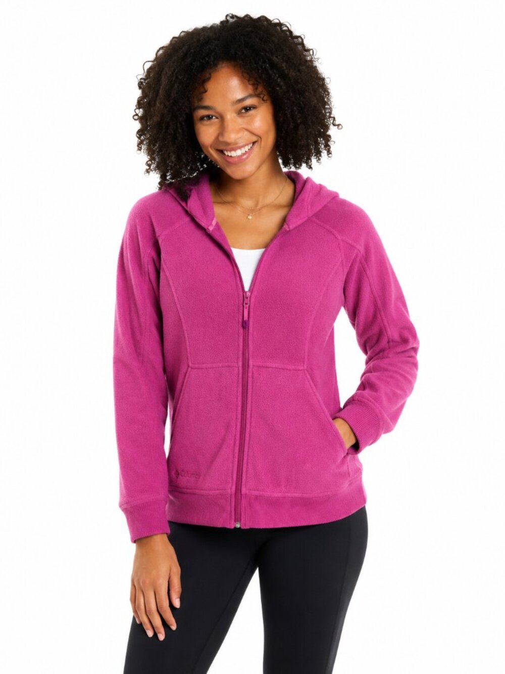 Columbia Women’s Hooded Fleece Zip Up Jacket Pink Magenta Medium Outdoor